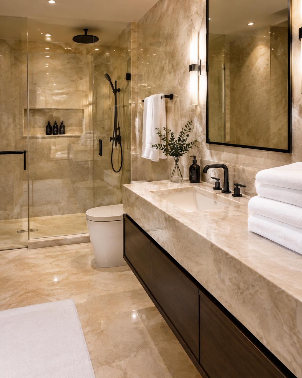 Marble Bath after a CasaOra turnover clean